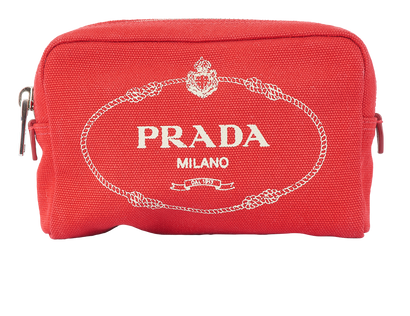 Prada Cosmetic Pouch, &pound;275, Accessories, Red, Canvas, Front view